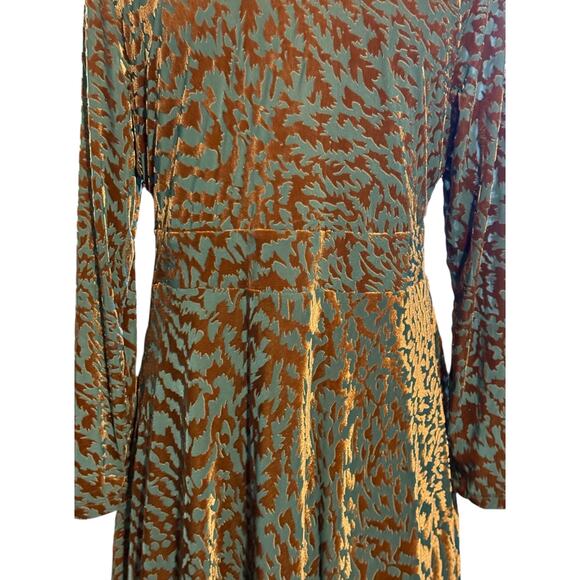Soft Surroundings Shae Dress Velvet Burnout Animal Print Midi Large Petite - Picture 10 of 16